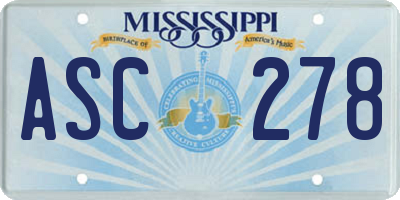 MS license plate ASC278