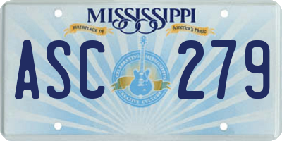 MS license plate ASC279