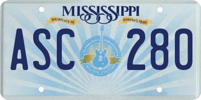 MS license plate ASC280