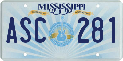 MS license plate ASC281