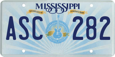 MS license plate ASC282