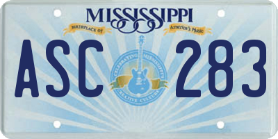 MS license plate ASC283