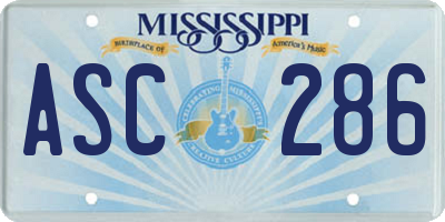 MS license plate ASC286