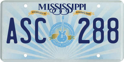 MS license plate ASC288