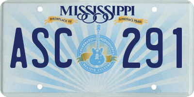 MS license plate ASC291