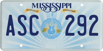 MS license plate ASC292