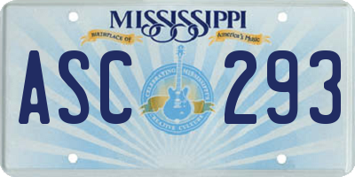 MS license plate ASC293