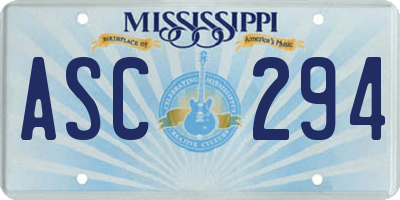 MS license plate ASC294