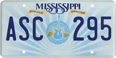 MS license plate ASC295