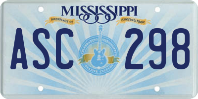 MS license plate ASC298