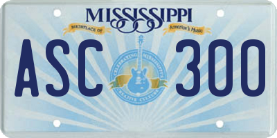 MS license plate ASC300