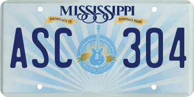 MS license plate ASC304