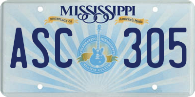 MS license plate ASC305