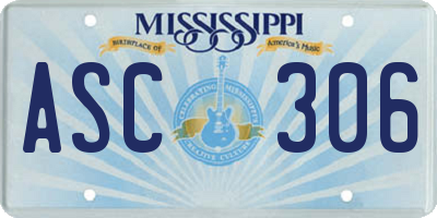 MS license plate ASC306