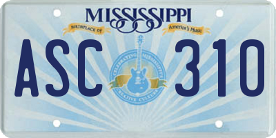 MS license plate ASC310
