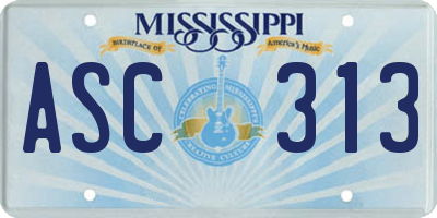 MS license plate ASC313
