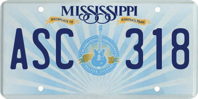 MS license plate ASC318