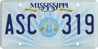 MS license plate ASC319