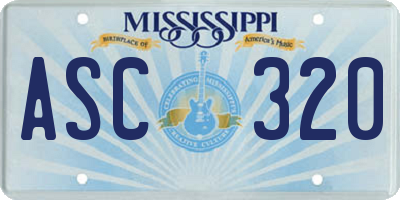 MS license plate ASC320