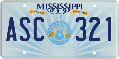 MS license plate ASC321