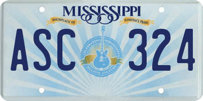 MS license plate ASC324