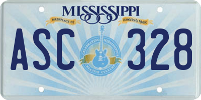 MS license plate ASC328