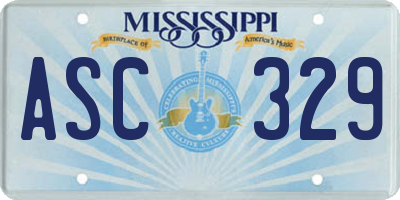MS license plate ASC329