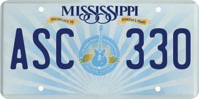 MS license plate ASC330