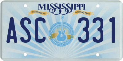 MS license plate ASC331