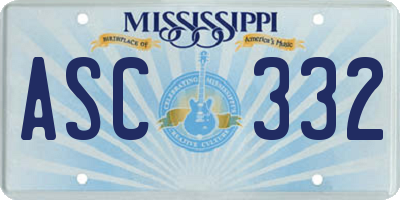 MS license plate ASC332