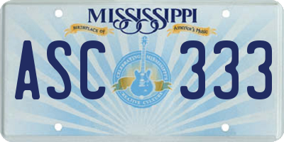 MS license plate ASC333