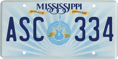 MS license plate ASC334