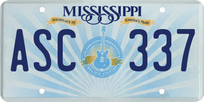 MS license plate ASC337