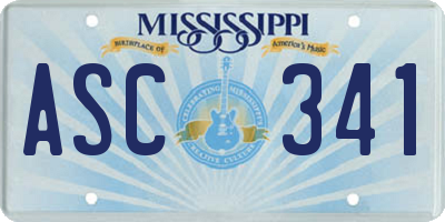 MS license plate ASC341