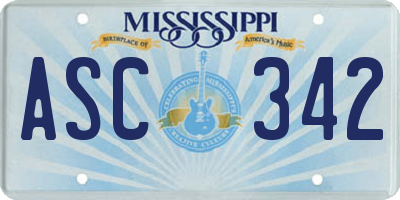 MS license plate ASC342
