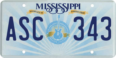 MS license plate ASC343