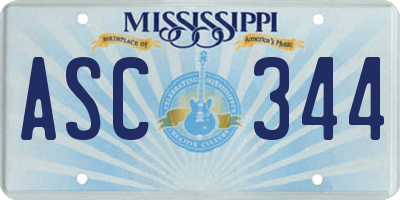 MS license plate ASC344