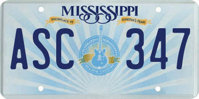 MS license plate ASC347