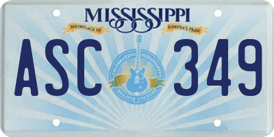 MS license plate ASC349