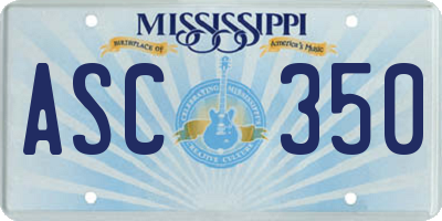 MS license plate ASC350