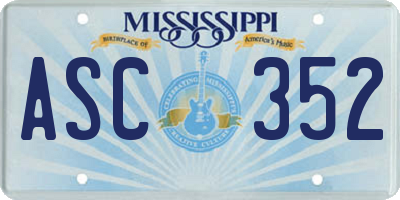 MS license plate ASC352