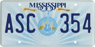 MS license plate ASC354