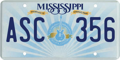 MS license plate ASC356