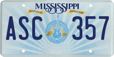 MS license plate ASC357