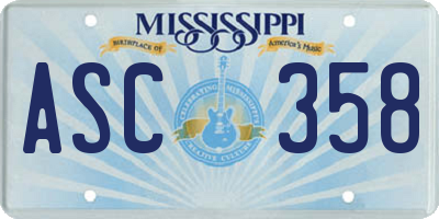 MS license plate ASC358