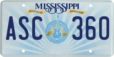 MS license plate ASC360