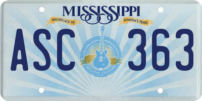 MS license plate ASC363
