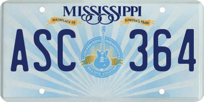 MS license plate ASC364