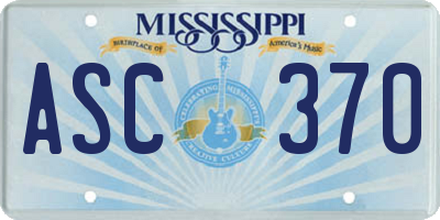MS license plate ASC370