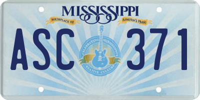 MS license plate ASC371